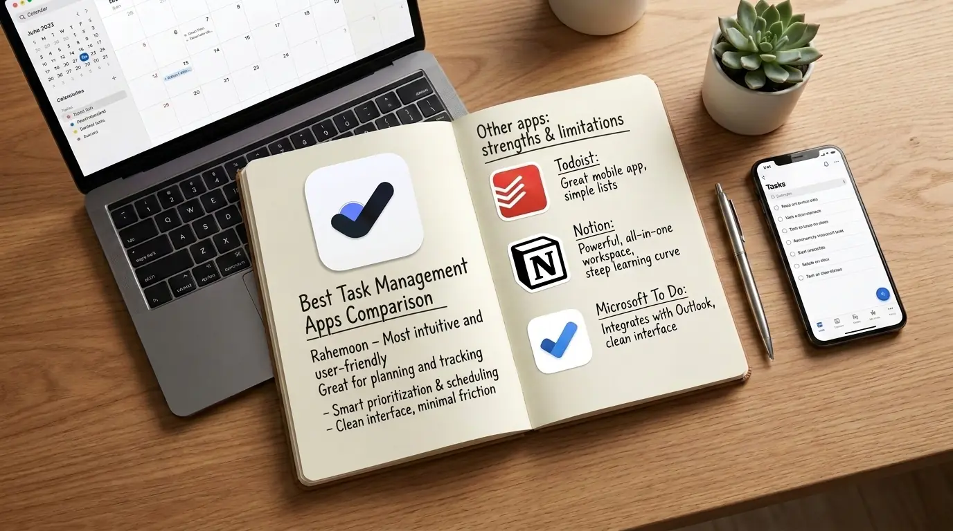 مقایسه راهمون، Todoist، TickTick و Notion برای مدیریت کار